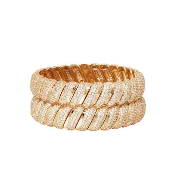 RARE Roxanne Assoulin The Pavé Big Cobra Bracelets Set of 2